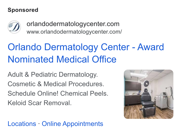 Orlando Dermatology Center ad creative
