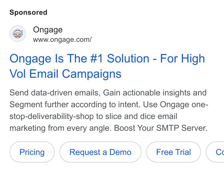 Ongage ad on Google Ads: Ongage Is The #1 Solution - For High Vol Email Campaigns Send data-driven emails, Gain actionable insights and Segment further according to intent. Use Ongage one- stop-deliverability-shop to slice and dice email marketing from every angle. Boost Your SMTP Server.