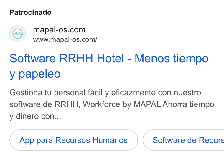 Mapal Group ad on Google Ads: www.mapal-os.com/ Software RRHH Hotel - Menos tiempo y papeleo Gestiona tu personal facil y eficazmente con nuestro software de RRHH, Workforce by MAPAL Ahorra tiempo y dinero con... App para Recursos Humanos }( Software de Recurs