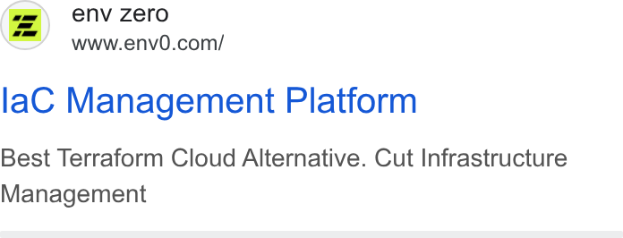 env zero ad on Google Ads: la C Management Platform Best Terraform Cloud Alternative. Cut Infrastructure Management