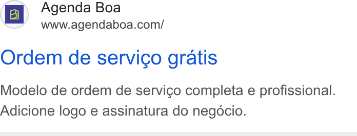 Agenda Boa ad on Google Ads: NA Pa peaeeesanntilll Ordem de servico gratis Modelo de ordem de servico completa e profissional. Adicione logo e assinatura do negocio.