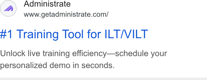 Administrate ad on Google Ads: #1 Training Tool for ILT/VILT Unlock live training efficiency—schedule your personalized demo in seconds. ha
