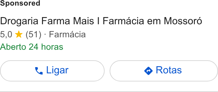 Linktree ad on Google Ads: Drogaria Farma Mais | Farmacia em Mossoro 5,0 %& (51) - Farmacia Aberto 24 horas