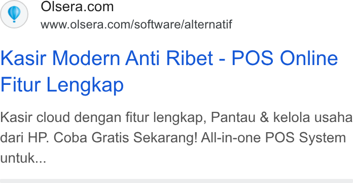 Olsera ad on Google Ads: www.olsera.com/software/alternatif Kasir Modern Anti Ribet - POS Online Fitur Lengkap Kasir cloud dengan fitur lengkap, Pantau & kelola usaha dari HP. Coba Gratis Sekarang! All-in-one POS System untuk...