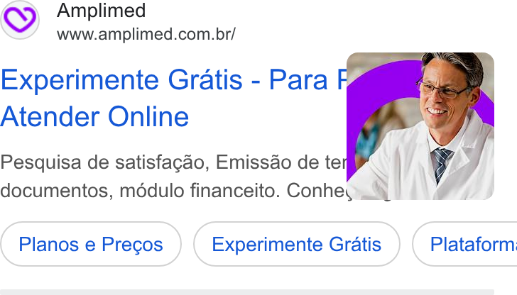 Amplimed ad on Google Ads: Experimente Gratis - Para Atender Online Pesquisa de satisfagao, Emissao de term Vey J; documentos, mddulo financeito. maa Planos e Pregos Experimente Gratis ) ( Plataform