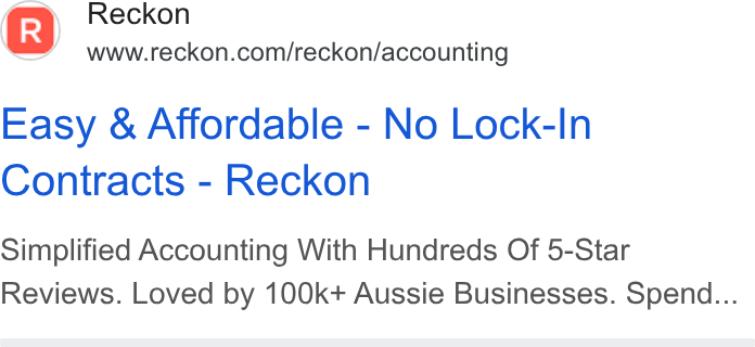Reckon ad on Google Ads: Easy & Affordable - No Lock-In Contracts - Reckon Simplified Accounting With Hundreds Of 5-Star Reviews. Loved by 100k+ Aussie Businesses. Spend...