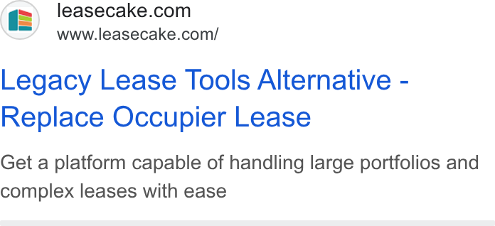 Leasecake ad on Google Ads: www.leasecake.com/ Legacy Lease Tools Alternative - Replace Occupier Lease Get a platform capable of handling large portfolios and complex leases with ease