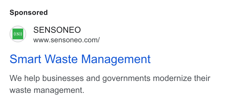 Sensoneo ad on Google Ads: Smart Waste Management We help businesses and governments modernize their waste management.