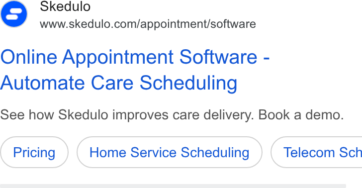 Skedulo ad on Google Ads: Online Appointment Software - Automate Care Scheduling See how Skedulo improves care delivery. Book a demo. Home Service Scheduling } ( Telecom Sch