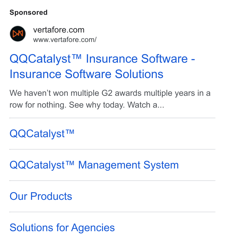 Vertafore ad on Google Ads: www.vertafore.com/ QQCatalyst™ Insurance Software - Insurance Software Solutions We haven't won multiple G2 awards multiple years in a row for nothing. See why today. Watch a... QQCatalyst™ QQCatalyst™ Management System Our Products Solutions for Agencies