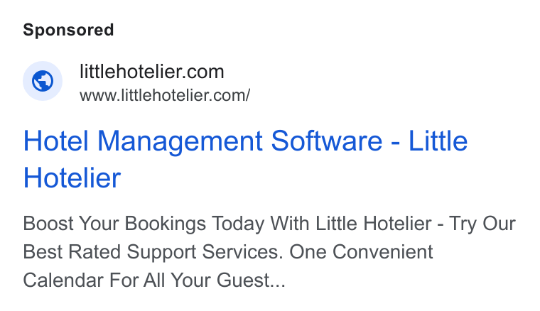 Little Hotelier ad on Google Ads: www.littlehotelier.com/ Hotel Management Software - Little Hotelier Boost Your Bookings Today With Little Hotelier - Try Our Best Rated Support Services. One Convenient Calendar For All Your Guest...