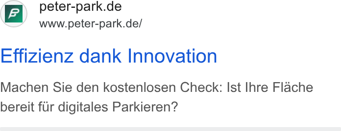 Peter Park ad on Google Ads: www.peter-park.de/ Effizienz dank Innovation Machen Sie den kostenlosen Check: Ist Ihre Flache bereit fur digitales Parkieren?