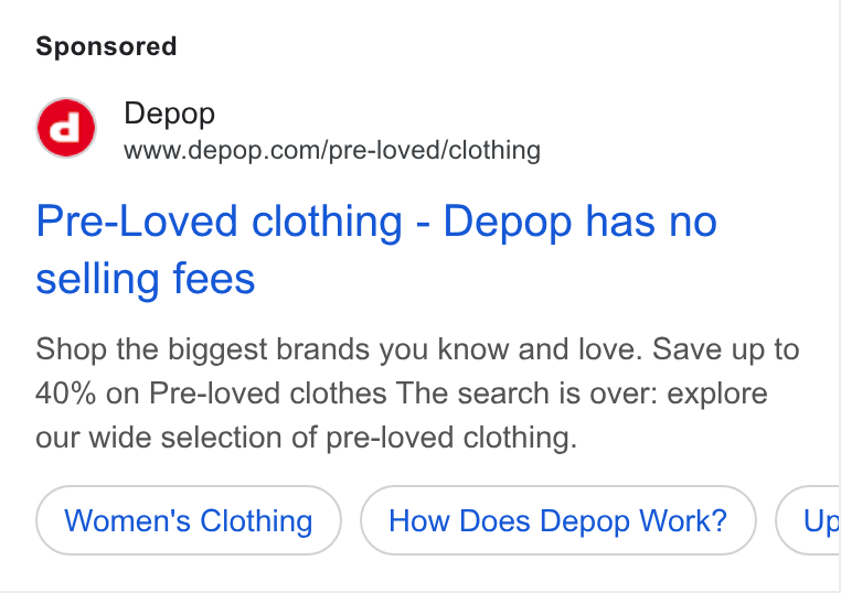 Zendesk WFM ad on Google Ads: Pre-Loved clothing - Depop has no selling fees Shop the biggest brands you know and love. Save up to 40% on Pre-loved clothes The search is over: explore our wide selection of pre-loved clothing. Women's Clothing How Does Depop Work?