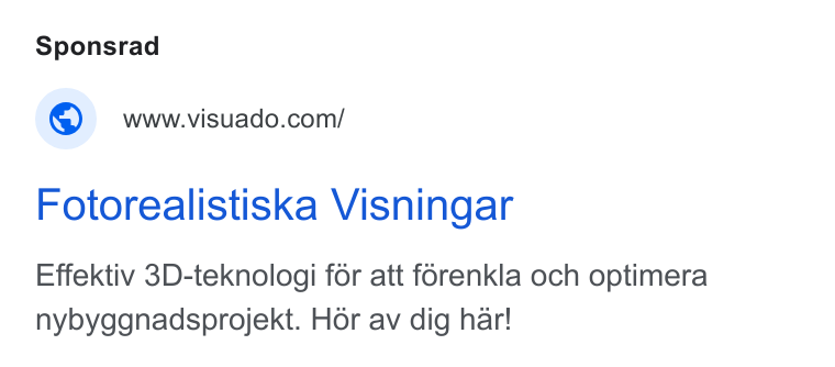 Visuado ad on Google Ads: Fotorealistiska Visningar Effektiv 3D-teknologi for att forenkla och optimera nybyggnadsprojekt. Hor av dig har!