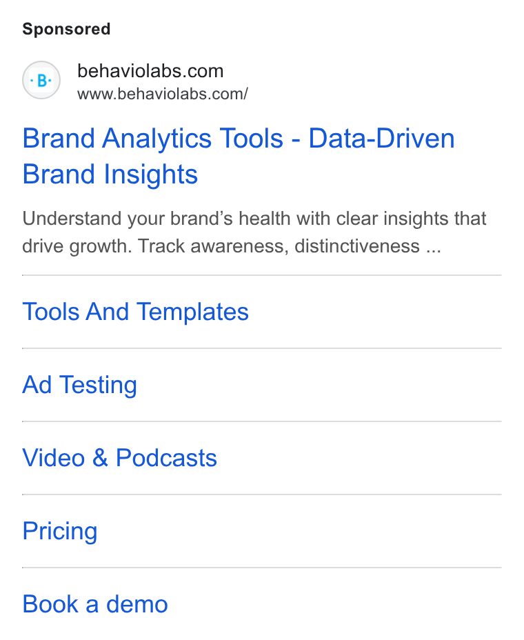 Behavio ad on Google Ads: www.behaviolabs.com/ Brand Analytics Tools - Data-Driven Brand Insights Understand your brand’s health with clear insights that drive growth. Track awareness, distinctiveness ... Tools And Templates Ad Testing Video & Podcasts Pricing Book a demo