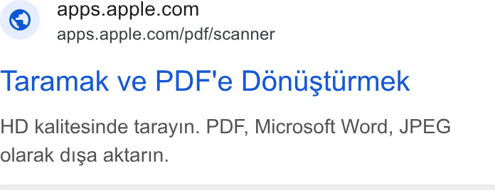 Apple ad on Google Ads: i ~ apps.apple.com/pdf/scanner Taramak ve PDF'e Donusturmek HD kalitesinde tarayin. PDF, Microsoft Word, JPEG olarak disa aktarin.