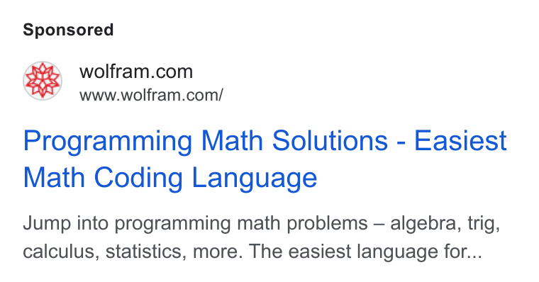 Wolfram ad on Google Ads: www.wolfram.com/ Programming Math Solutions - Easiest Math Coding Language Jump into programming math problems — algebra, trig, calculus, statistics, more. The easiest language for...