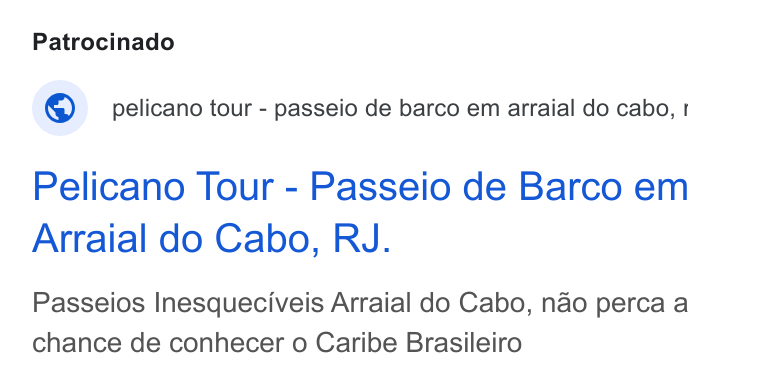 Paytour ad on Google Ads: Patrocinado © _ pelicano tour - passeio de barco em arraial do cabo, t Pelicano Tour - Passeio de Barco em Arraial do Cabo, RJ. Passeios Inesqueciveis Arraial do Cabo, nao perca a chance de conhecer o Caribe Brasileiro