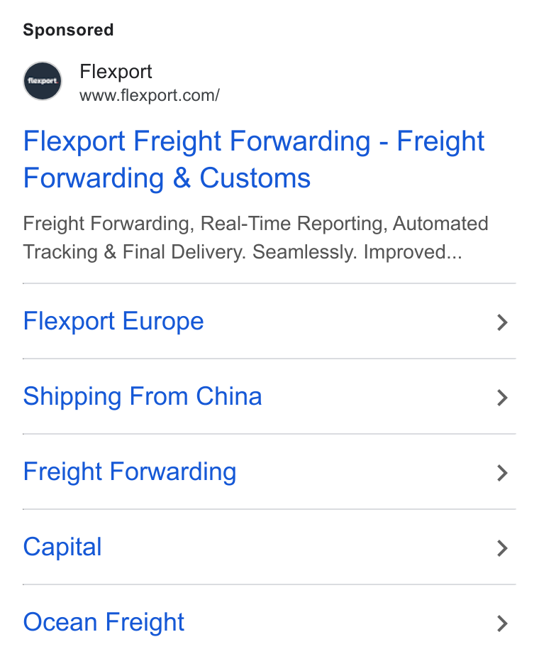 Flexport ad on Google Ads: Flexport Freight Forwarding - Freight Forwarding & Customs Freight Forwarding, Real-Time Reporting, Automated Tracking & Final Delivery. Seamlessly. Improved... Flexport Europe Shipping From China Freight Forwarding Capital Ocean Freight