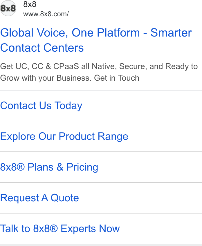 8x8 ad on Google Ads