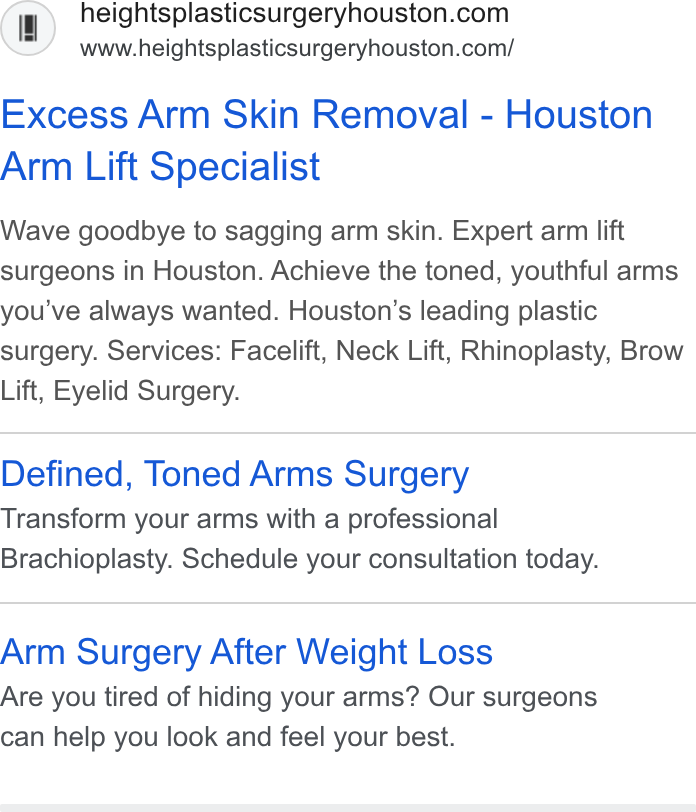 Heights Plastic Surgery ad creative