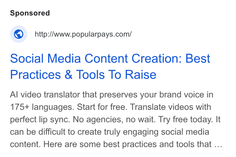 Popular Pays ad on Google Ads: Social Media Content Creation: Best Practices & Tools To Raise Al video translator that preserves your brand voice in 175+ languages. Start for free. Translate videos with perfect lip sync. No agencies, no wait. Try free today. It can be difficult to create truly engaging social media content. Here are some best practices and tools that ...