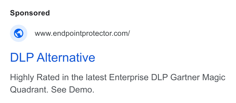 Netwrix ad on Google Ads: DLP Alternative Highly Rated in the latest Enterprise DLP Gartner Magic Quadrant. See Demo.