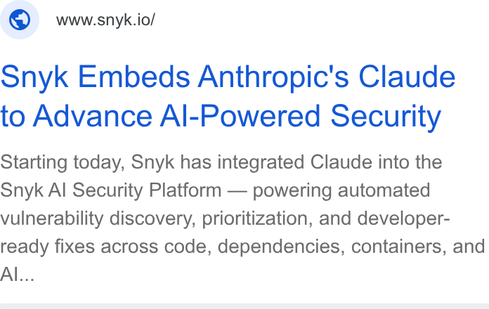 Snyk Google ad: 