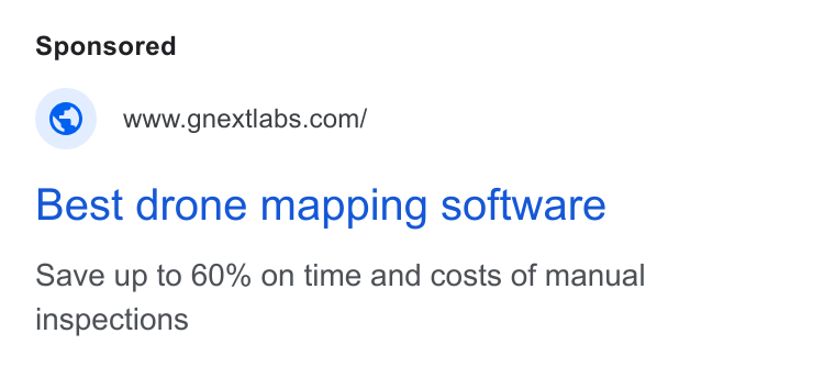 gNext ad on Google Ads: Best drone mapping software Save up to 60% on time and costs of manual inspections