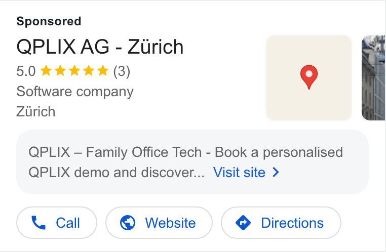 QPLIX GmbH ad on Google Ads: Sponsored | QPLIX AG - Zurich Software company Zurich QPLIX — Family Office Tech - Book a personalised — OPLIK demo and discover... Visit site >