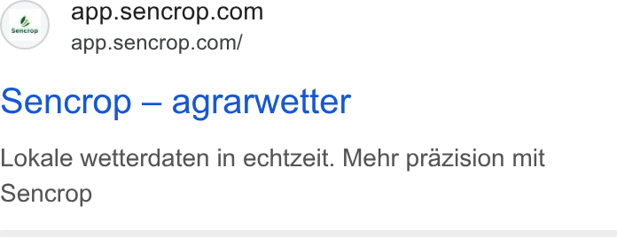 Sencrop ad on Google Ads: app.sencrop.com/ oencrop — agrarwetter Lokale wetterdaten in echtzeit. Mehr prazision mit Sencrop
