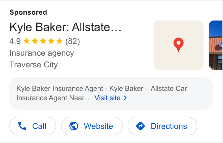 Allstate ad on Google Ads: Kyle Baker: Allstate... Insurance agency Traverse City Kyle Baker Insurance Agent - Kyle Baker — Allstate Car ; Insurance Agent Near... Visit site >