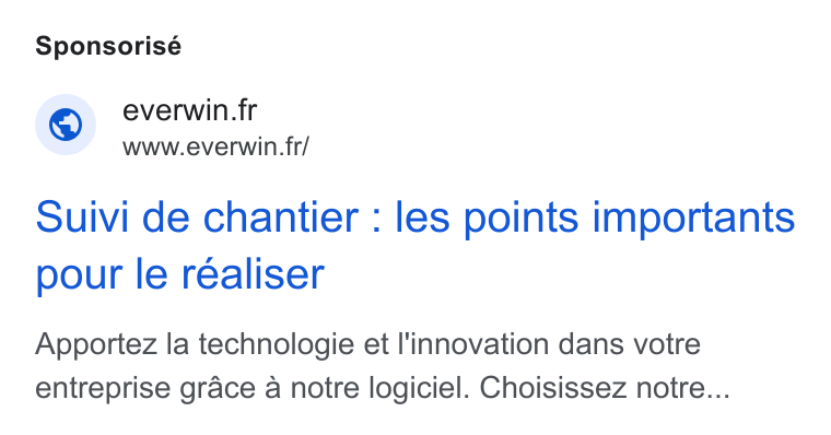 Everwin ad on Google Ads: www.everwin.fr/ Suivi de chantier : les points importants pour le realiser Apportez la technologie et l'innovation dans votre entreprise grace a notre logiciel. Choisissez notre...