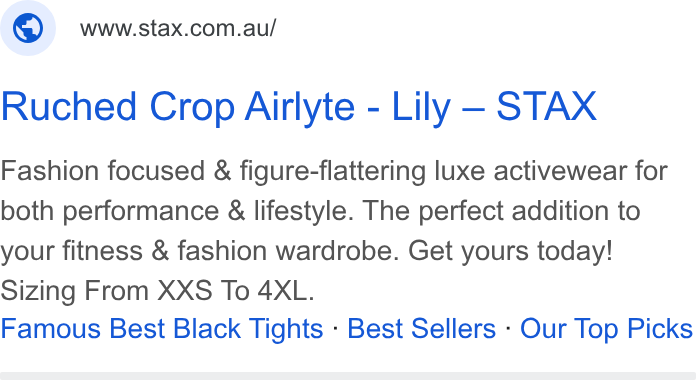 STAX. ad on Google Ads: Ruched Crop Airlyte - Lily - STAX Fashion focused & figure-flattering luxe activewear for both performance & lifestyle. The perfect addition to your fitness & fashion wardrobe. Get yours today! Sizing From XXS To 4XL. Famous Best Black Tights - Best Sellers - Our Top Picks