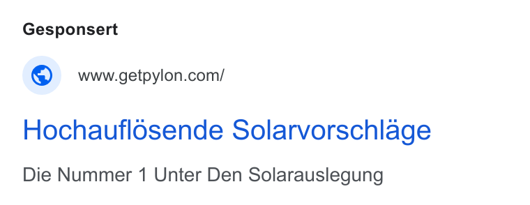 Pylon ad on Google Ads: Hochauflosende Solarvorschlage Die Nummer 1 Unter Den Solarauslegung