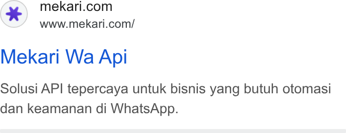 Mekari ad on Google Ads: www.mekari.com/ Mekari Wa Aoi Solusi API tepercaya untuk bisnis yang butuh otomasi dan keamanan di Whats App.