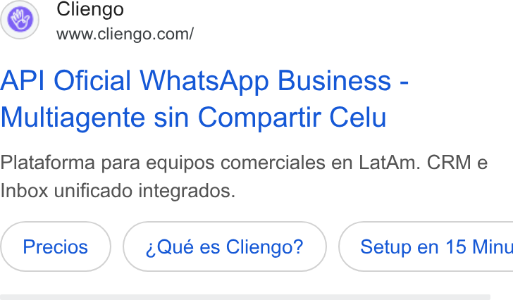 Cliengo ad on Google Ads: API Oficial Whats App Business - Multiagente sin Compartir Celu Plataforma para equipos comerciales en Lat Am. CRM e Inbox unificado integrados. Qué es Cliengo? }( Setup en 15 Minu