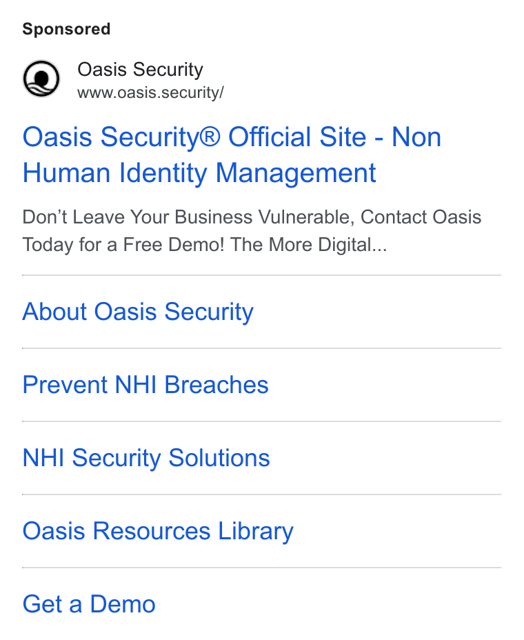 Oasis Security ad