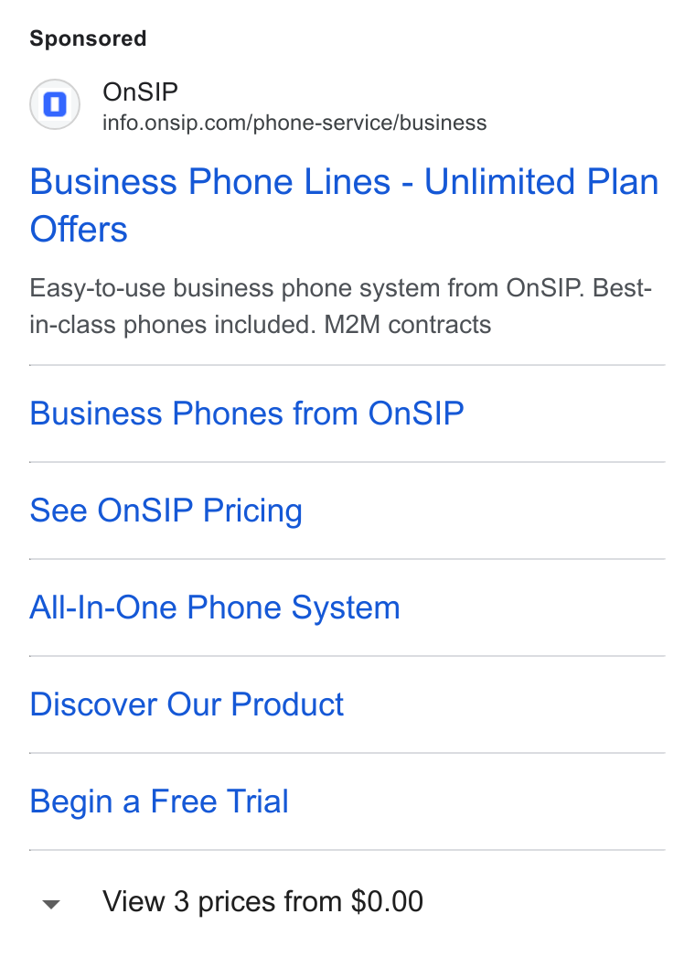 OnSIP ad on Google Ads: Business Phone Lines - Unlimited Plan Offers Easy-to-use business phone system from On SIP. Best- in-class phones included. M2M contracts Business Phones from On SIP See On SIP Pricing All-In-One Phone System Discover Our Product Begin a Free Trial View 3 prices from $0.00