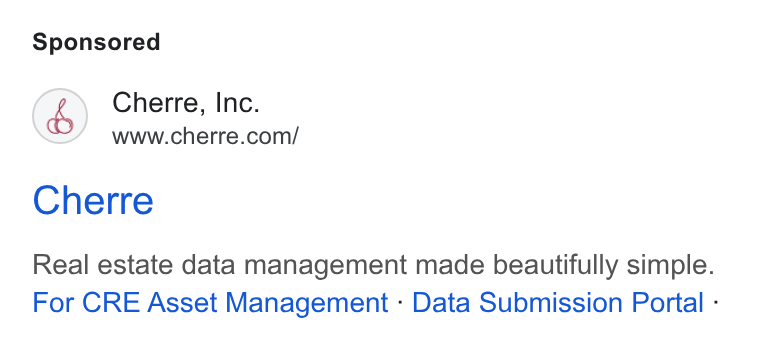 Cherre ad on Google Ads: Cherre Real estate data management made beautifully simple. For CRE Asset Management - Data Submission Portal -