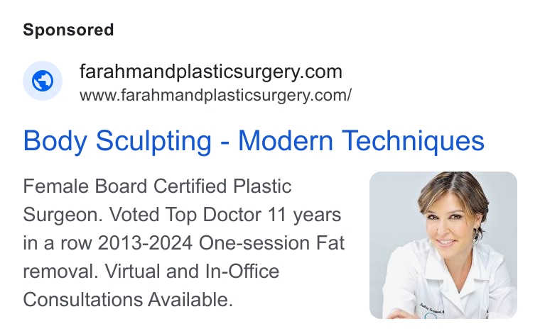 Farahmand Plastic Surgery ad creative