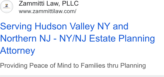 Acuity Scheduling ad on Google Ads: serving Hudson Valley NY and Northern NJ - NY/NJ Estate Planning Attorney Providing Peace of Mind to Families thru Planning