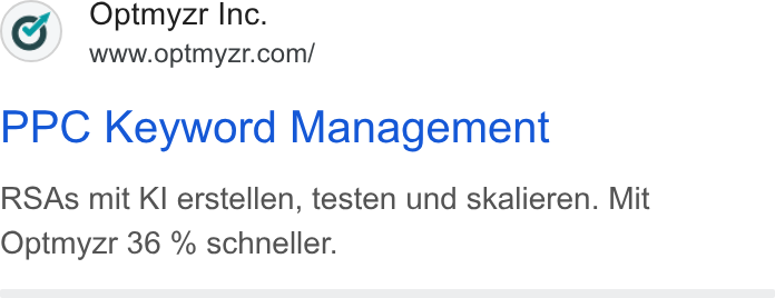 Optmyzr ad on Google Ads: PPC Keyword Management RSAs mit KI erstellen, testen und skalieren. Mit Optmyzr 36 % schneller.