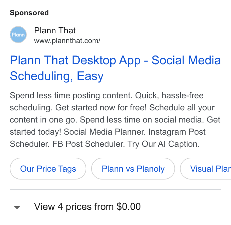 Plann ad on Google Ads: Plann That Desktop App - Social Media Scheduling, Easy Spend less time posting content. Quick, hassle-free scheduling. Get started now for free! Schedule all your content in one go. Spend less time on social media. Get started today! Social Media Planner. Instagram Post Scheduler. FB Post Scheduler. Try Our Al Caption. Our Price Tags Plann vs Planoly } { Visual Plar View 4 prices from $0.00