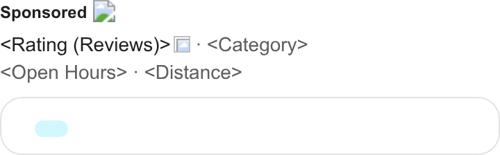 Bloomerang ad on Google Ads: Sponsored le. Rating (Reviews)> li - <Category> Open Hours> : <Distance> (o O UU