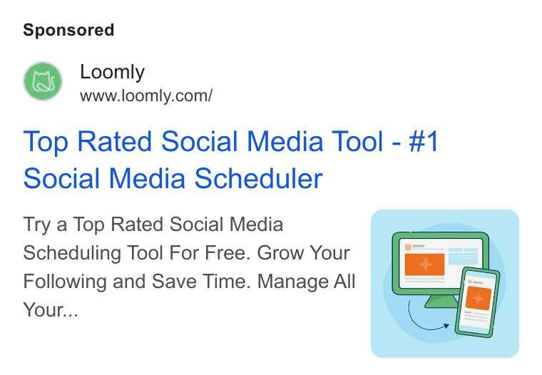 Loomly ad on Google Ads: Top Rated Social Media Tool - #1 Social Media Scheduler Try a Top Rated Social Media Scheduling Tool For Free. Grow Your Following and Save Time. Manage All Your...