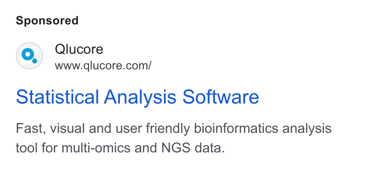Qlucore ad on Google Ads: Statistical Analysis Software Fast, visual and user friendly bioinformatics analysis tool for multi-omics and NGS data.