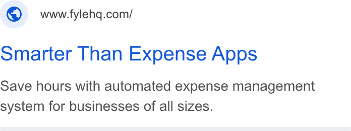 Fyle ad on Google Ads: Smarter Than Expense Apps Save hours with automated expense management system for businesses of all sizes.