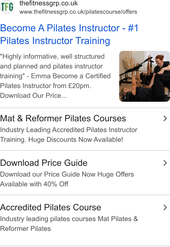 The Fitness Group EDUCATION ad creative