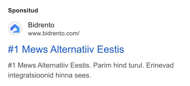 Bidrento ad on Google Ads: Sponsitud #1 Mews Alternatiiv Eestis #1 Mews Alternatiiv Eestis. Parim hind turul. Erinevad integratsioonid hinna sees.